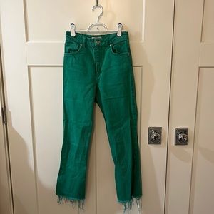 green zara jeans